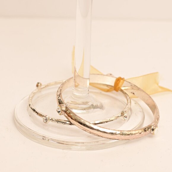 Copper Gold & Silver Colored Stackable Bangle Bracelets- set of 2 - Picture 5 of 5